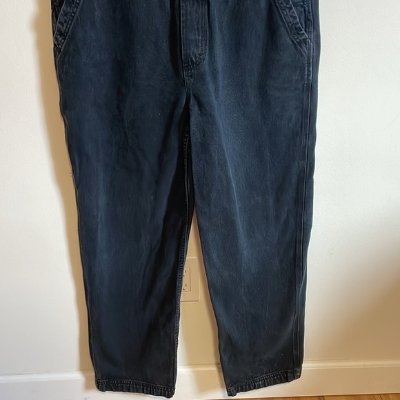 VTG Y2K Union Bay Denim Overalls Large Black Faded 90s 00s Jumper Cottagecore - Picture 5 of 16